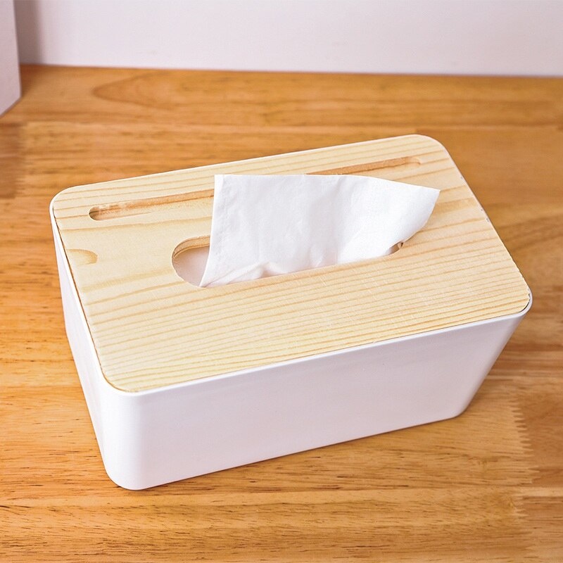 Kotak Tempat Tissu Kayu Dengan Holder HP Tissue Box Aesthetic