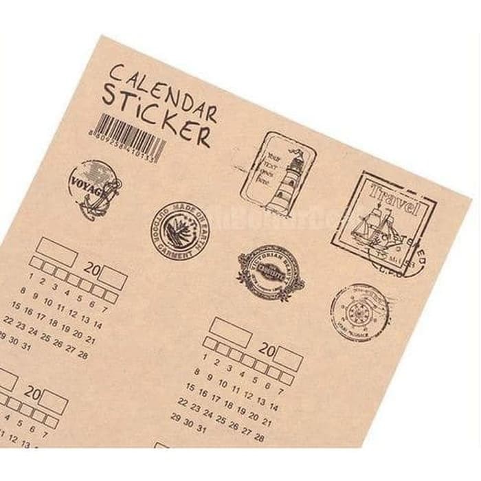 Kraft Paper Calendar Sticker - Stiker Kalender (2 sheets)