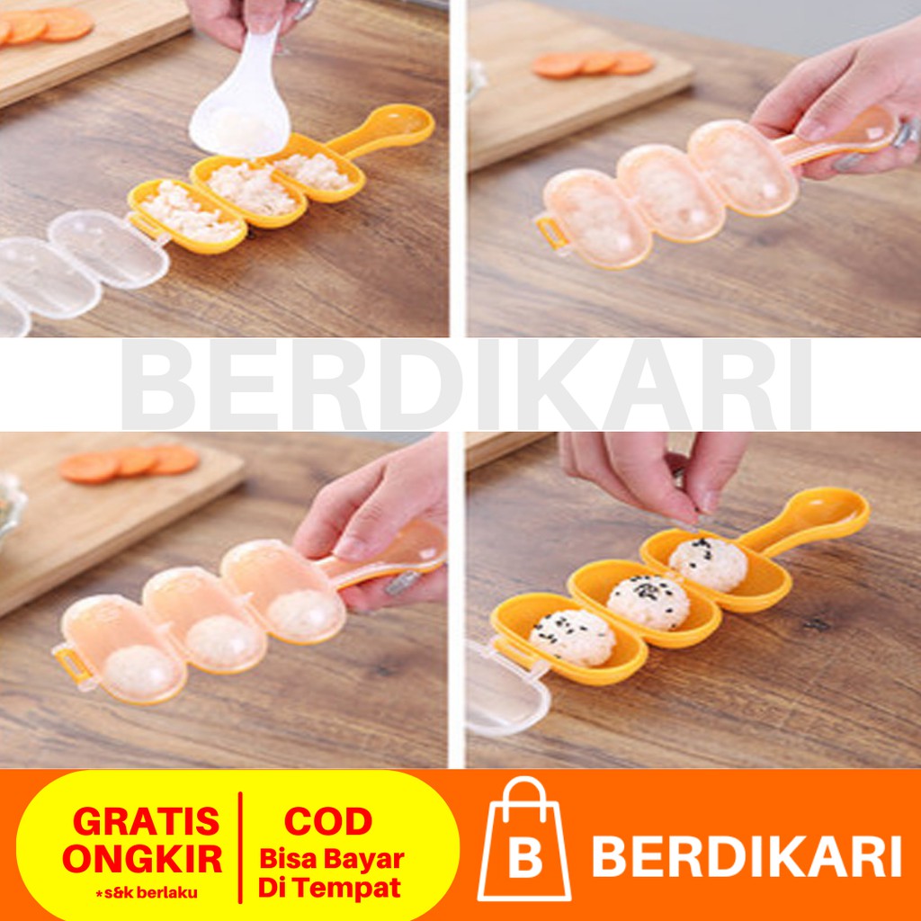 Cetakan Nasi Bento Karakter / Cetakan Nasi Bola Bento 3 in 1 Rice Ball Shaker