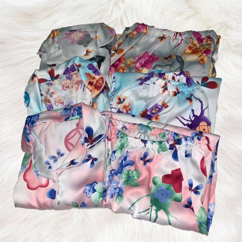 Piyama Satin Motif / Baju Tidur Satin Motif