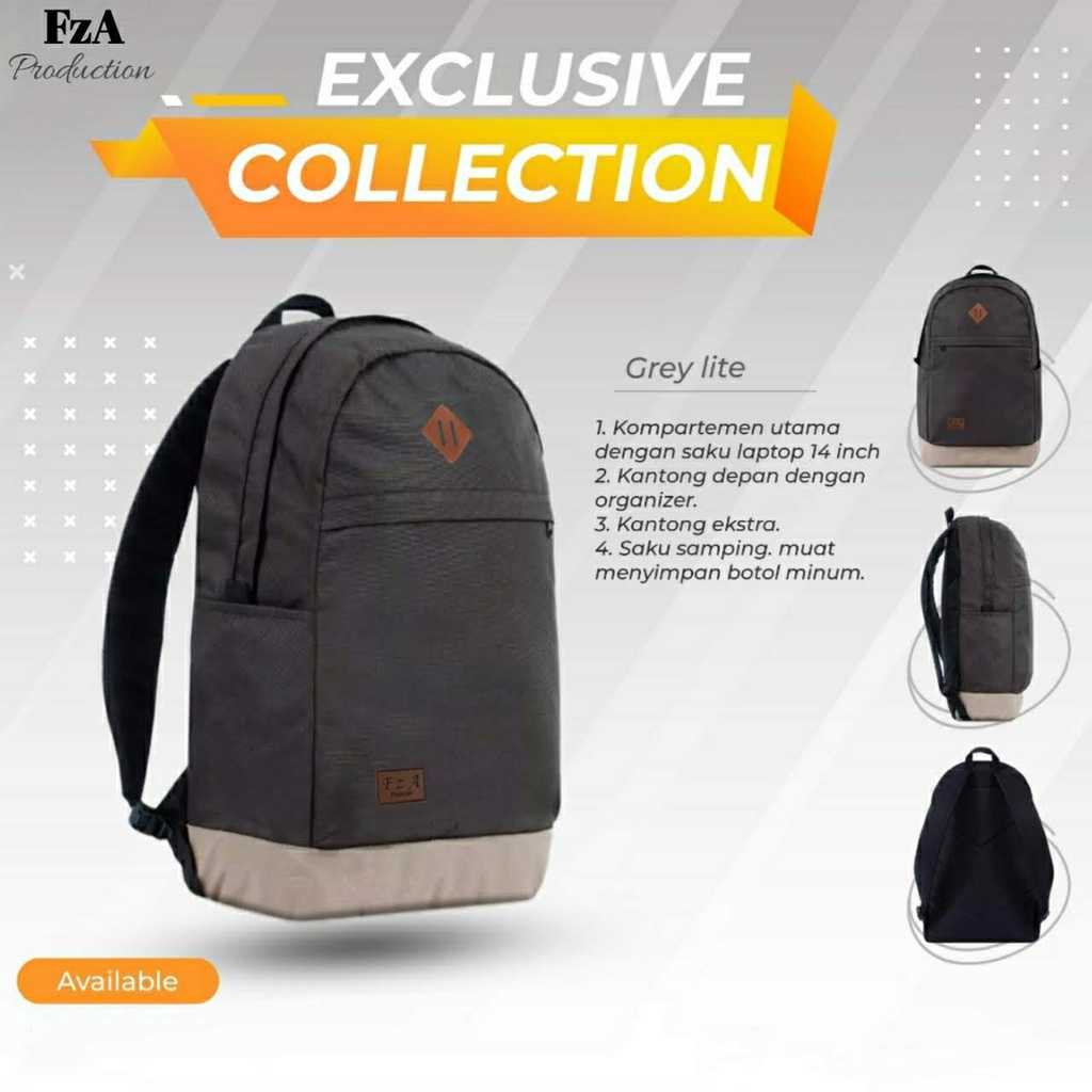 Tas Pria RDN 015 Distro Raindoz Bandung Ransel Punggung Backpack V2G6 Tas Gendong Kecil - Grey Lite