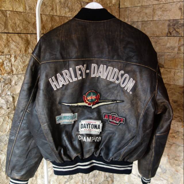 HARLEY DAVIDSON Original Jaket Bomber Kulit Asli Genuine Leather Motor Preloved Second Branded