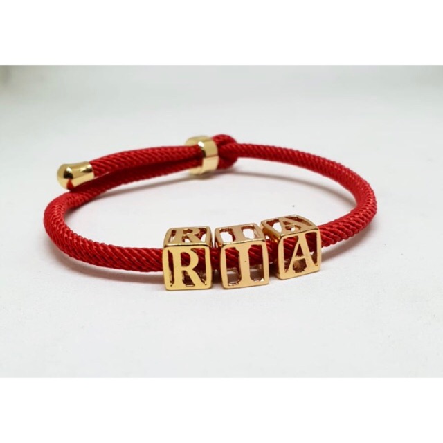 Gelang nama gelang tali hongkong gelang inisia gelang alphabet  replika emas