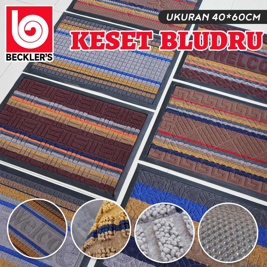 Keset Kaki Beludru Anti Slip Terbaru Bahan Karet Bulu Menyerap Air Uk40x60CM 7 Varian