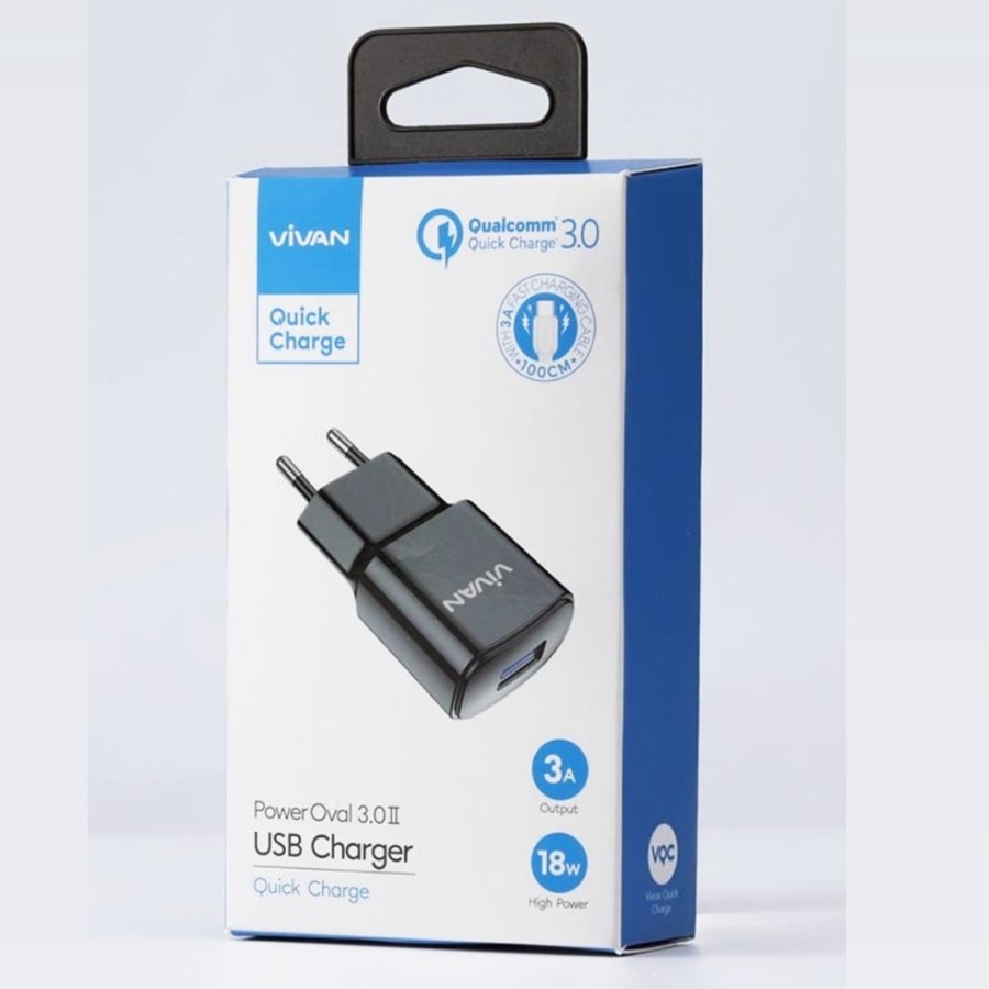 VIVAN Power Oval 3.0 ll Adaptor Charger 18W Quick Charging Batok Charger 1USB Garansi Original Resmi