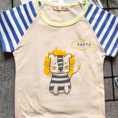 Baju Anak Laki Laki Import Raglan Garis Kaos Spandex Atasan Premium Quality 6 Bulan - 3 Tahun Balita