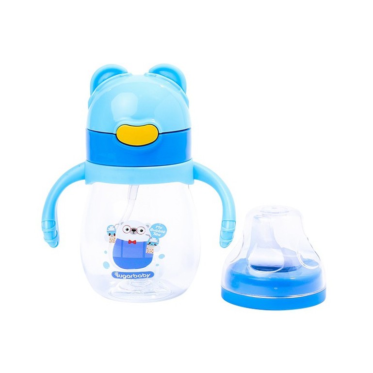 Sugar Baby Tritan Sippy Cup 2 In 1 270ml Bubble Tea Blue Botol MInum Biru BL02