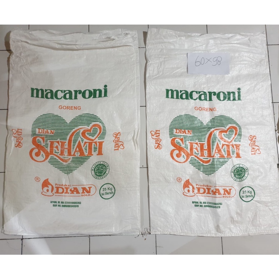 [Lembar] Karung Bekas Makaroni Dian Sehati 25KG - Size 60 cm x 100 cm