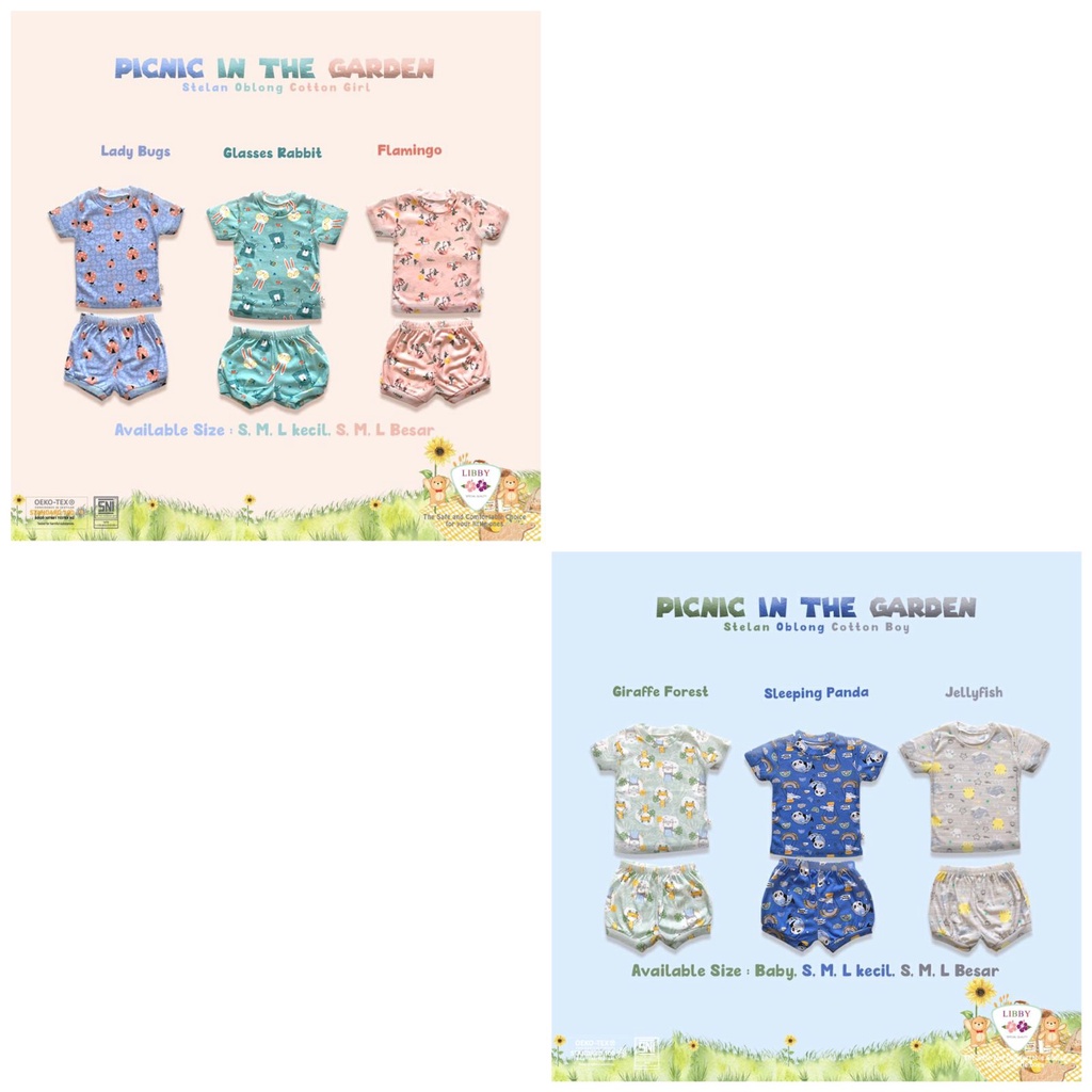 Castle - Libby Stelan Oblong Pendek Celana Pendek Cotton Motif Libby Baby - Setelan Baju Bayi Anak