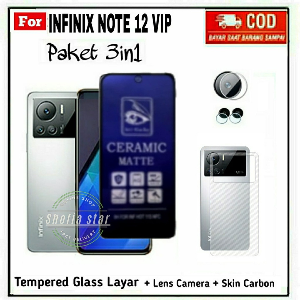 3IN1 TEMPERED GLASS MATTE CERAMIC BLUE LIGHT INFINIX NOTE 12 VIP NOTE 12 ANTI RADIASI FULL COVER