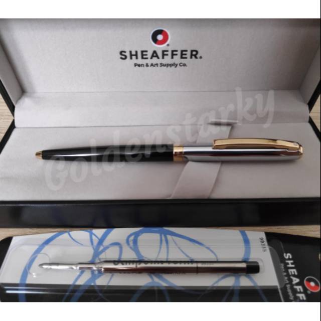 

Paket 1 Klik: 1pcs Sheaffer Sagaris Black Barrel Chrome Cap GT Ballpoint + 1pcs Refill Ballpoint