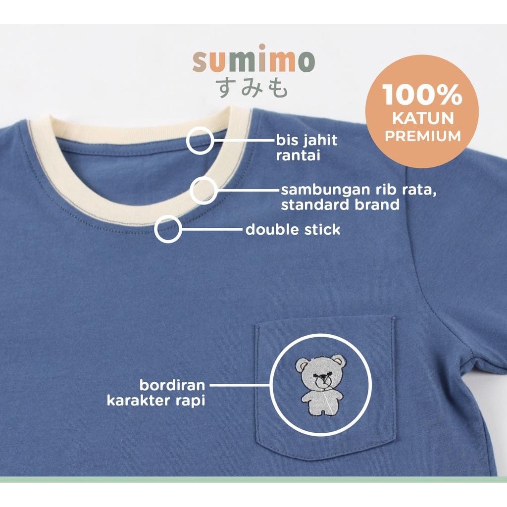 Sumimo T-Shirt Embroidery per 2pcs / Baju Anak