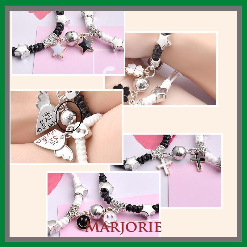 2 Pcs Fashion Magnet Gelang Palang Berbentuk Hati Kunci Gelang Wanita Pria Pasangan Perhiasan Aksesoris-MJD