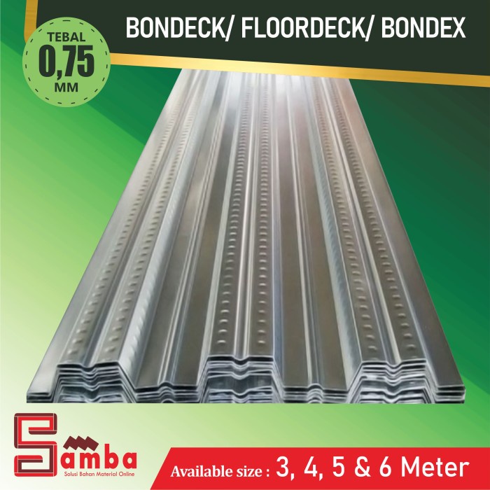 Bondek Tebal 0,75 Panjang 6 M Lebar 1 Meter /Floordeck/Bondeck/Bondex 018