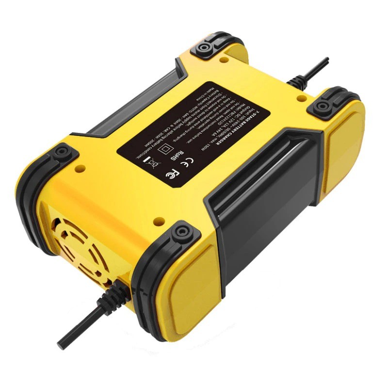 FOXSUR Charger Aki Mobil Lead Acid Smart Charger 12V/24V 6-200AH - FBC122412D - Yellow