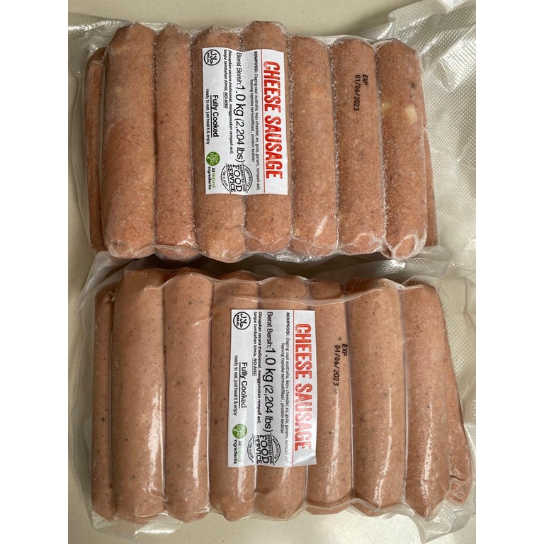 Sosis Jerman Cheese Sausage 1 kg Beef &amp; Keju Cheddar Halal Home made supply horeka