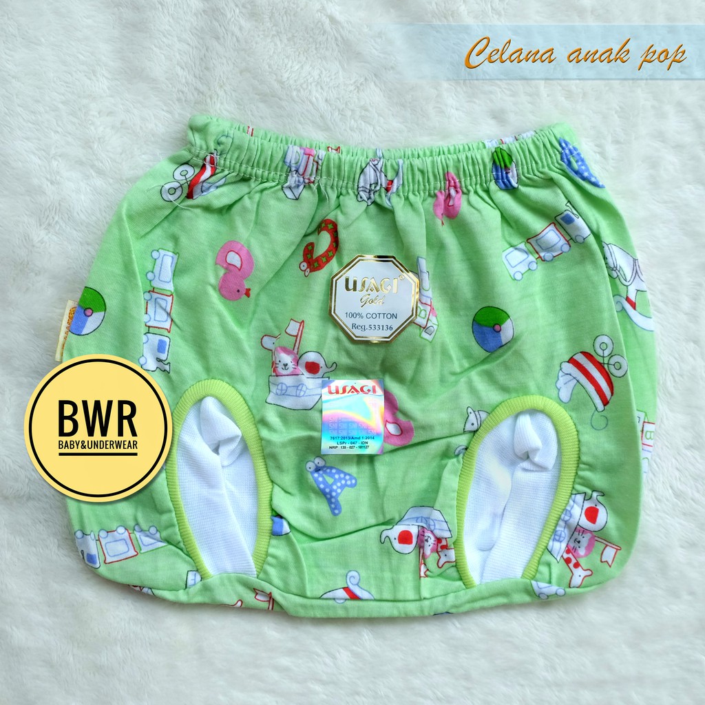 [ 3pc ] Celana POP Usagi Gold WARNA / Celana Kodok Kaki Bulat Bayi Newborn Motif Lucu | Bwr