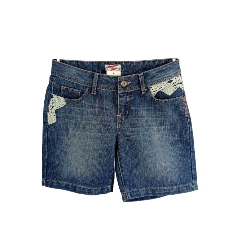 Celana Pendek Wanita AMERICAN JEANS Biru Blue Kantong Renda