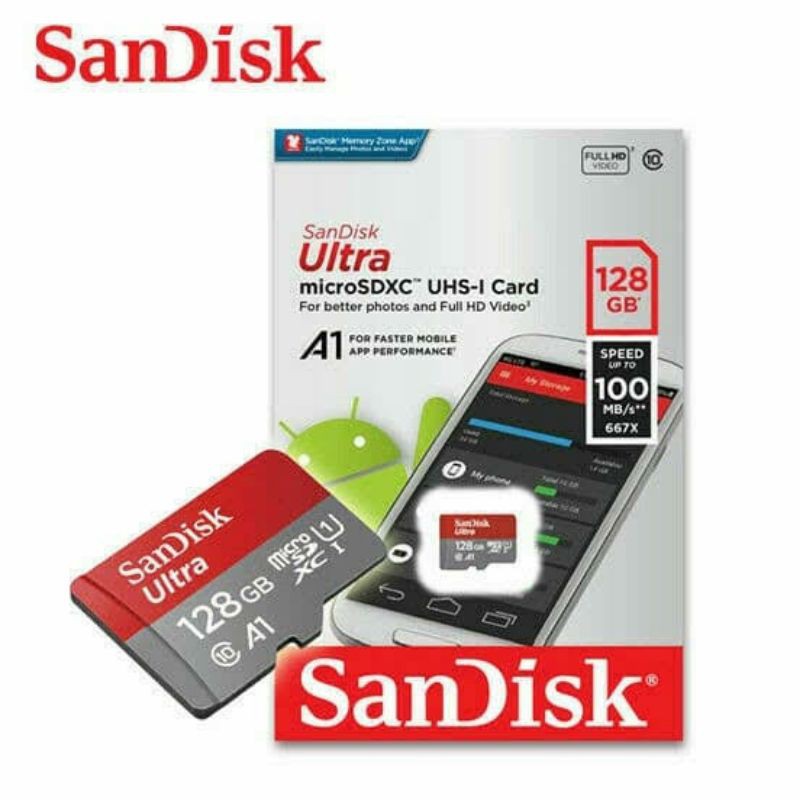 [ORIGINAL) Micro SD Sandisk 128GB Class10 Micro SD 128GB