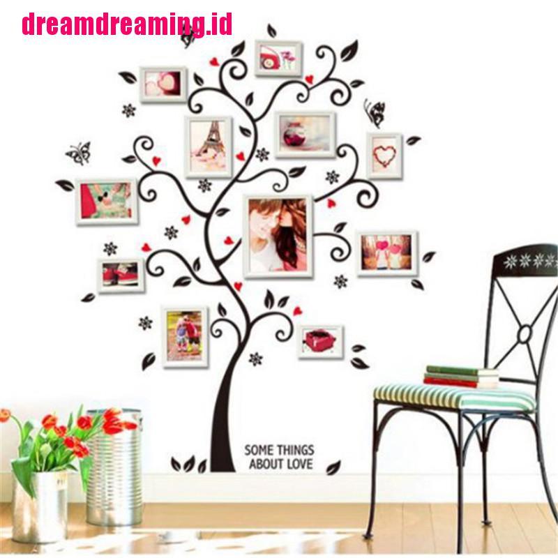 (dreamdreaming.id) Stiker Dinding Motif Pohon + Bingkai Foto Untuk Dekorasi Ruang Tamu / Kamar Tidur