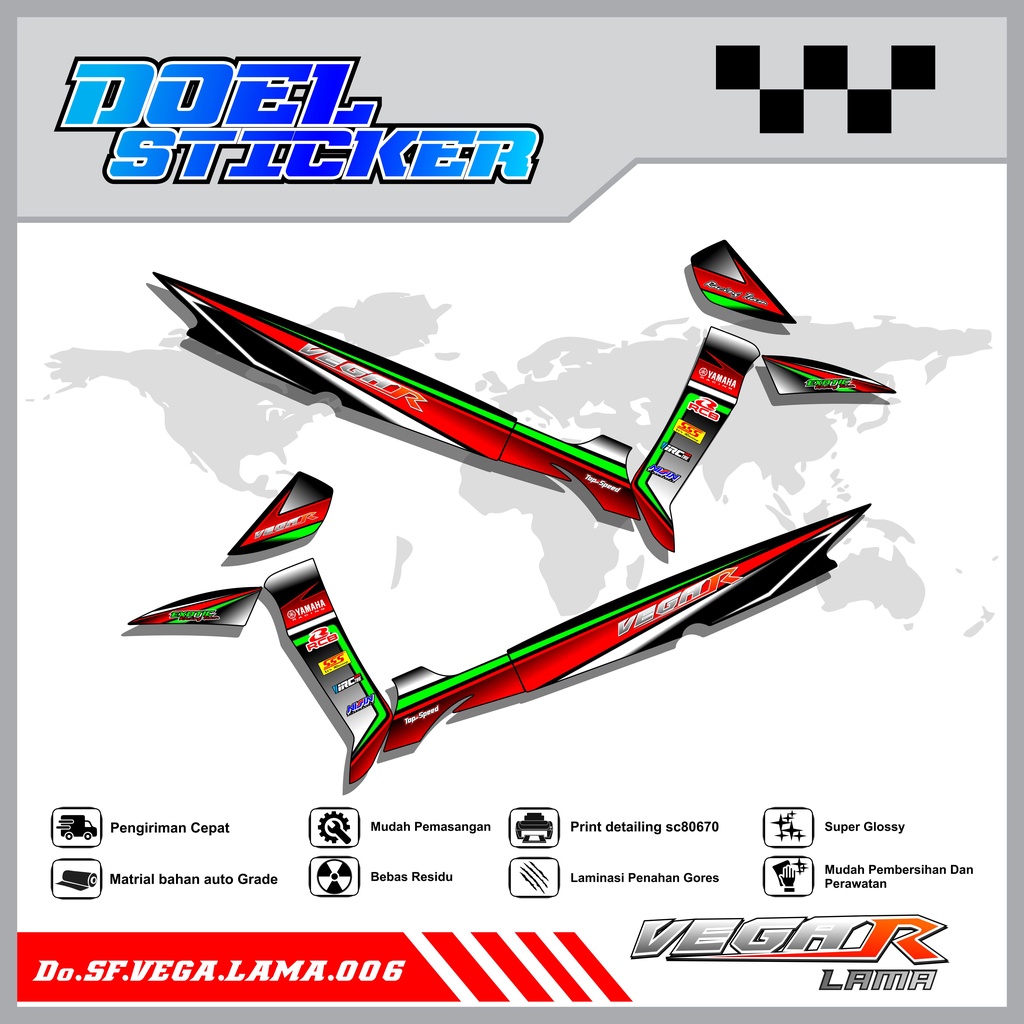 Sticker Striping Vega R Lama List Variasi Hologram , Crome Doel  006