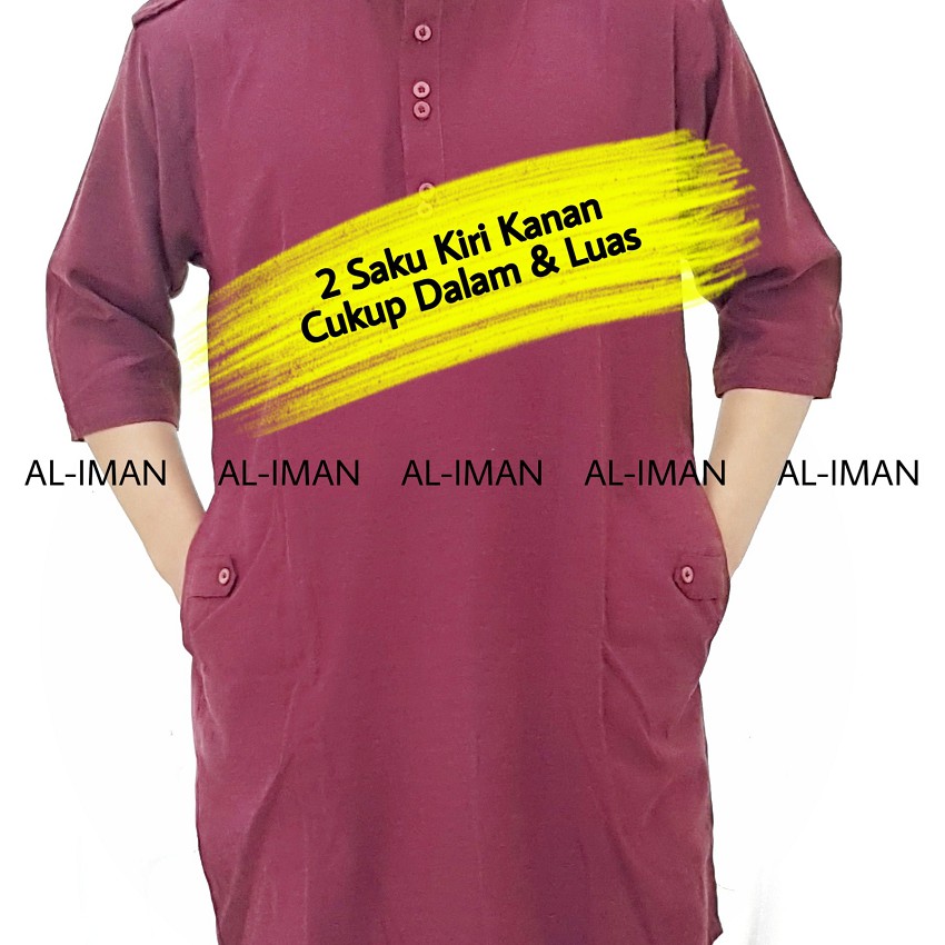 [PREMIUM] AL-IMAN Baju Koko Kurta Slim Fit Kasual / Baju Muslim Dewasa Katun Rayon Adem