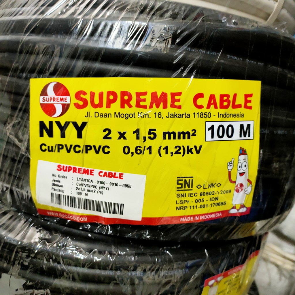 Supreme Kabel Tembaga NYY 2x1.5 Per Meter