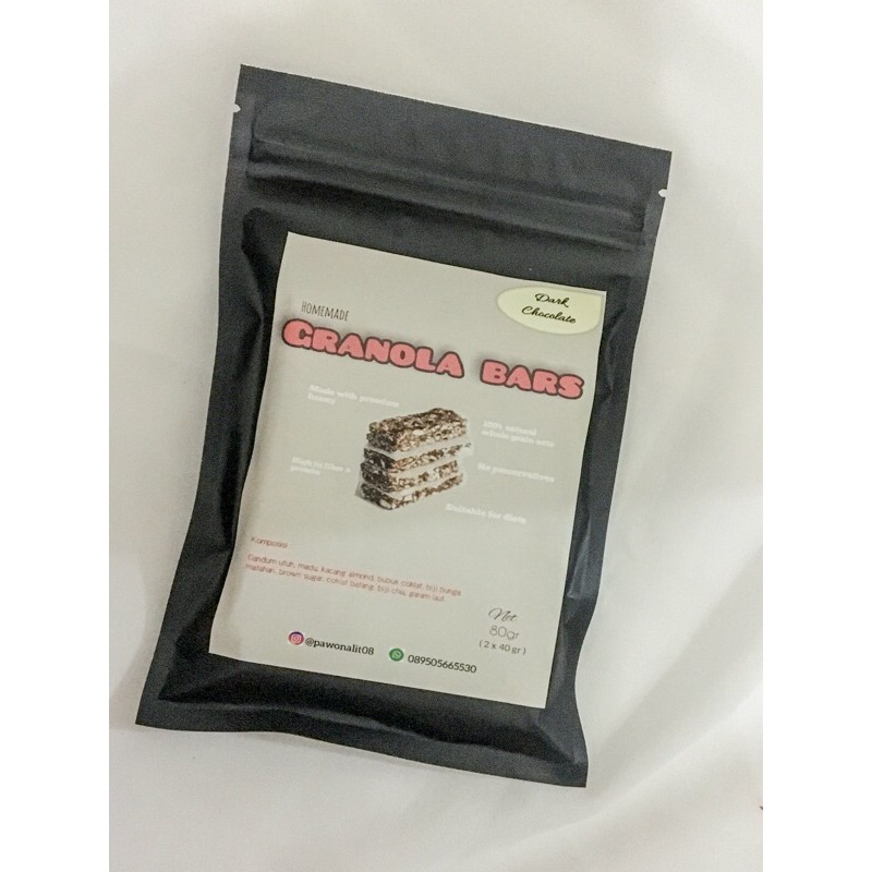 

Granola Bars Dark Chocolate ( isi 2 bars perbungkus dengan berat masing” 40gr )