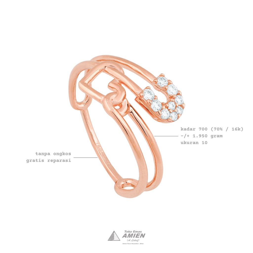Toko Emas Amien Cincin Emas Asli UBS Kadar 700 (70% / 16K) 1.950 Gram - Millie Molly Peniti Love Per
