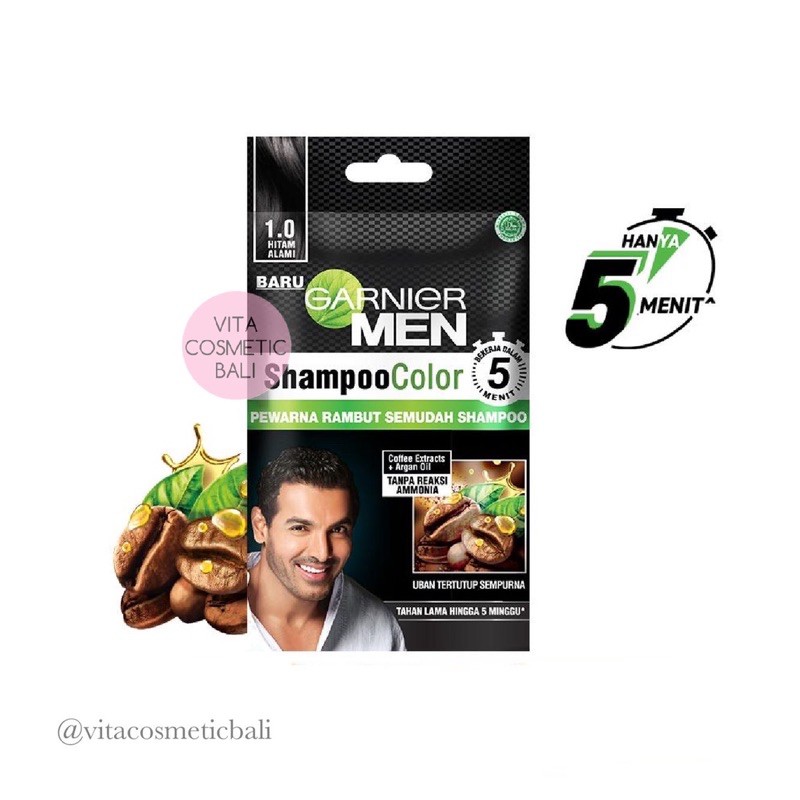 [PILIH WARNA] Garnier Men Shampoo Color Black Hitam Coklat kehitaman dark Brown sampo