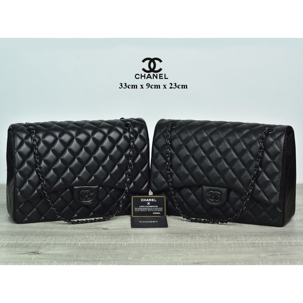Tas Chanel Classic So Black Maxi Quilted Semi Premium AH1119