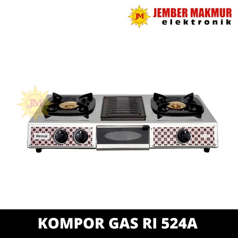 RINNAI RI-524A KOMPOR GAS PLUS PEMANGGANG PANGGANGAN RINNAI 524A 524 514 PLUS GRILL