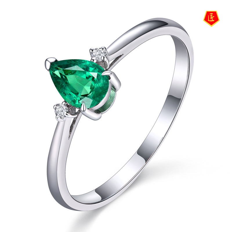 [Ready Stock]Exquisite Elegant Inlaid Carat Emerald Ring