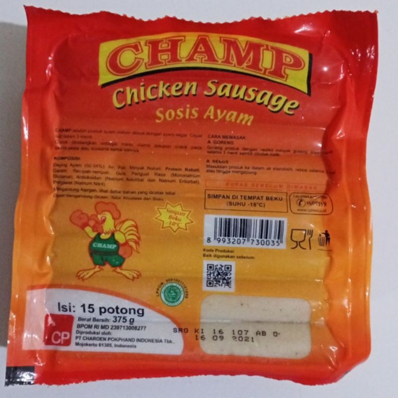 

Champ Sosis Ayam 375gr isi 15pcs