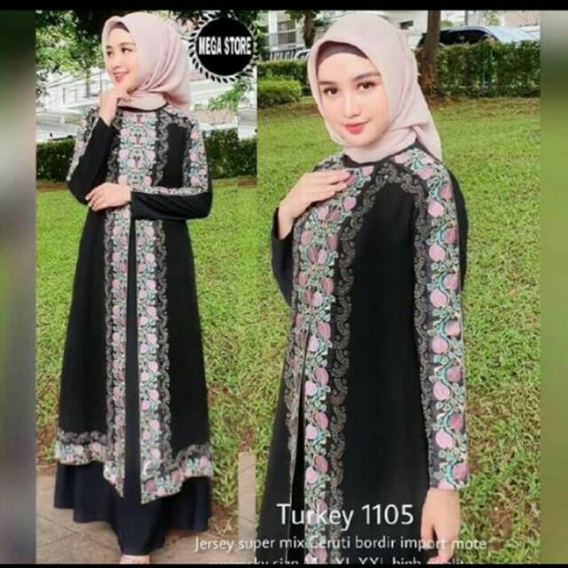 GAMIS TURKY ABAYA HITAM ORIGINAL