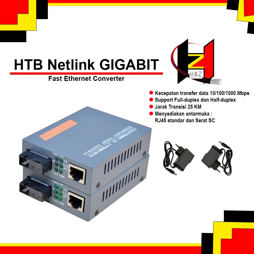 Htb Gigabyte 100/1000 Netlink HTB GS03 HTB-GS03 Gigabit Single mode Media Converter