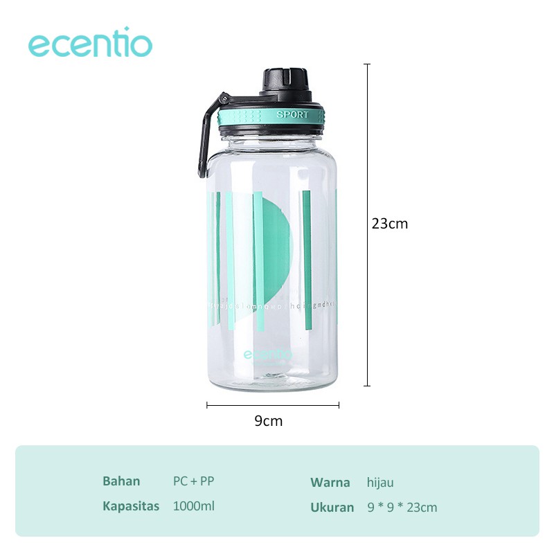 FOODI botol minum 1 liter botol air tempat minum bottle tumbler unik bpa free olahraga-2