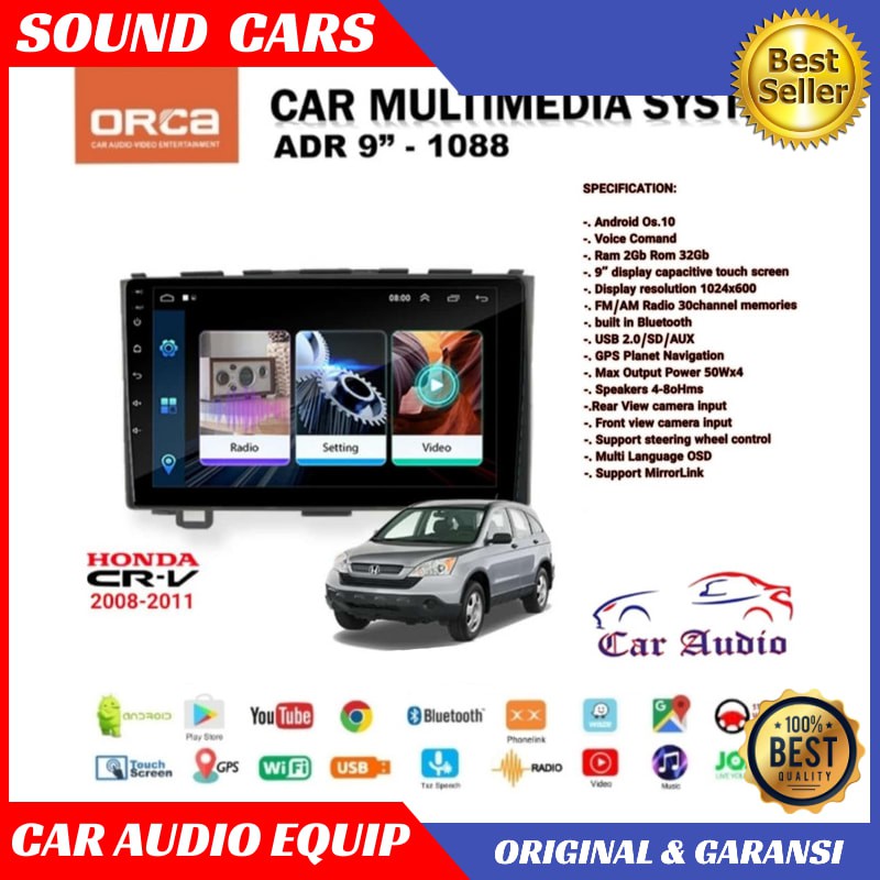 Head Unit Android CRV 2007 - 2011 ANDROID CR-V ORCA ADR-1088 CRV Best Quality Garansi Original