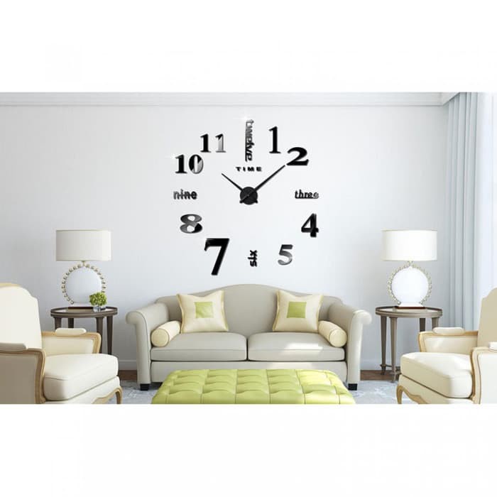 Jam Dinding Besar DIY Giant Clock Quartz 80-130cm HITAM -BR15