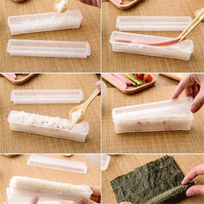 %Home &amp; living%%3pcs Sushi Maker Kit Rice Roll Mold Kitchen DIY Easy Chef Mould Roller Tool