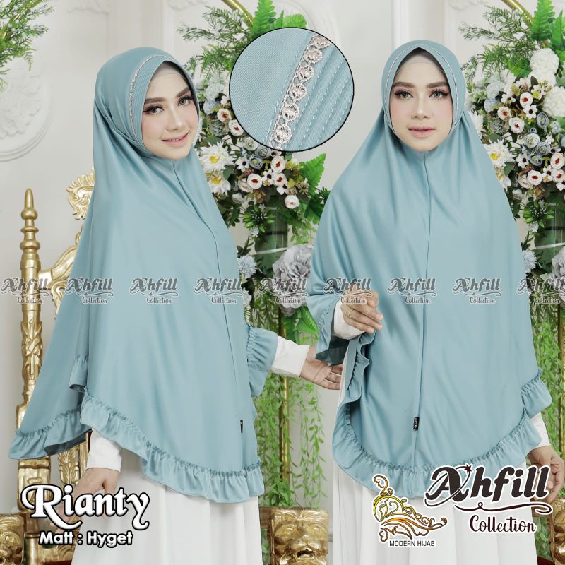 RIANTY ORI Ahfill Hijab Collection Instan Jumbo Hyget Super Premium Kerudung Syari Jilbab Bergo Pad 