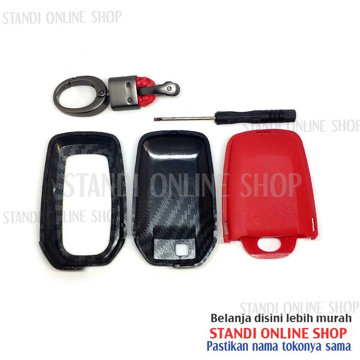 Cover Smartkey Sarung Kunci Toyota All New Vellfire Carbon Merah