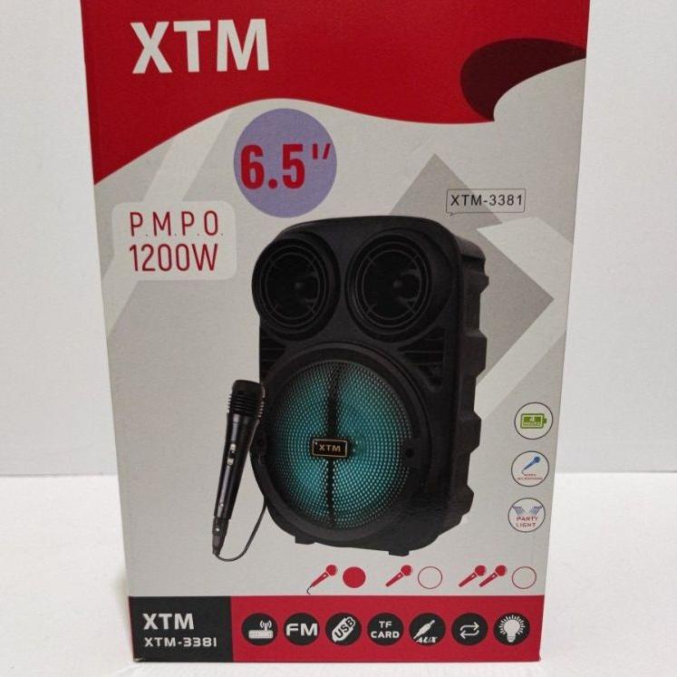 Speaker Bluetooth 3381/338 Bonus Mic 6,5Inci / Salon Aktif Portable Radio Fm/Speaker Wireless LED - XOBOX