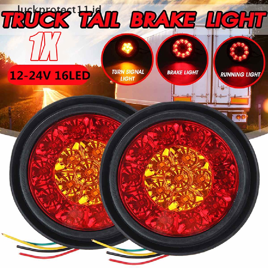 &lt; Luckprotect11.Id &gt; Rem Sein Truk Bulat 4 &quot;Merah/Amber 16leds