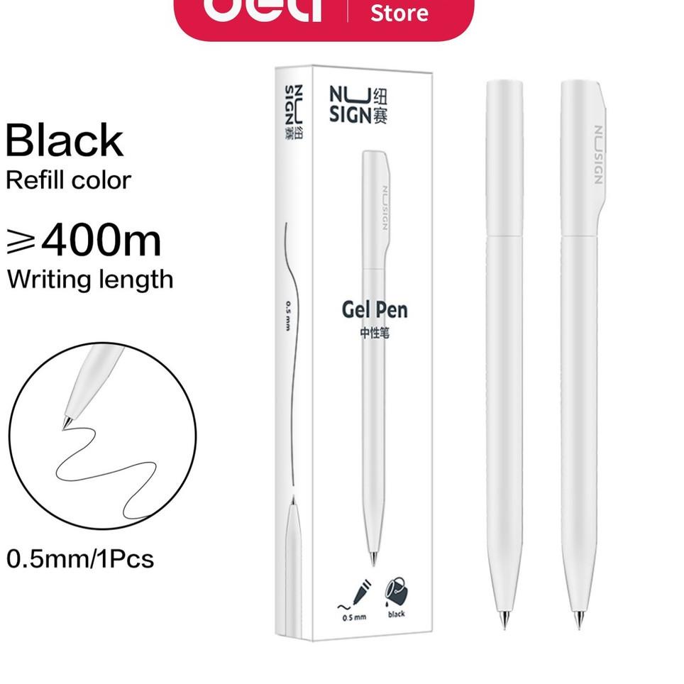 

6.6 Flash Sale Deli Nusign Gel Pen / Pulpen Gel Putar 0.5mm Tinta Hitam, 3 Warna Soft NS552