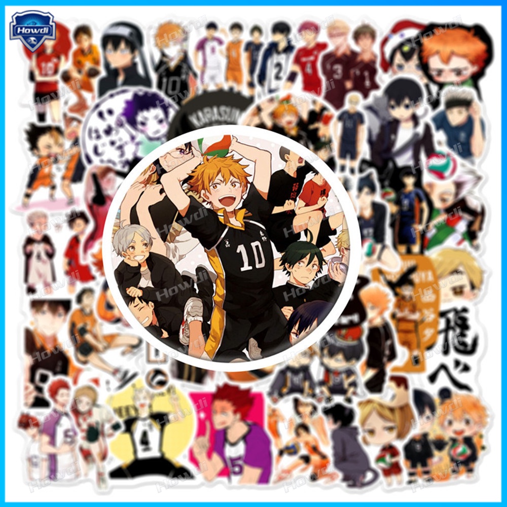 Haikyuu!! Kaos T-Shirt Lengan Pendek Motif Print Untuk Wanita Stiker Motif Anime Tahan Air Untuk Helm Motor