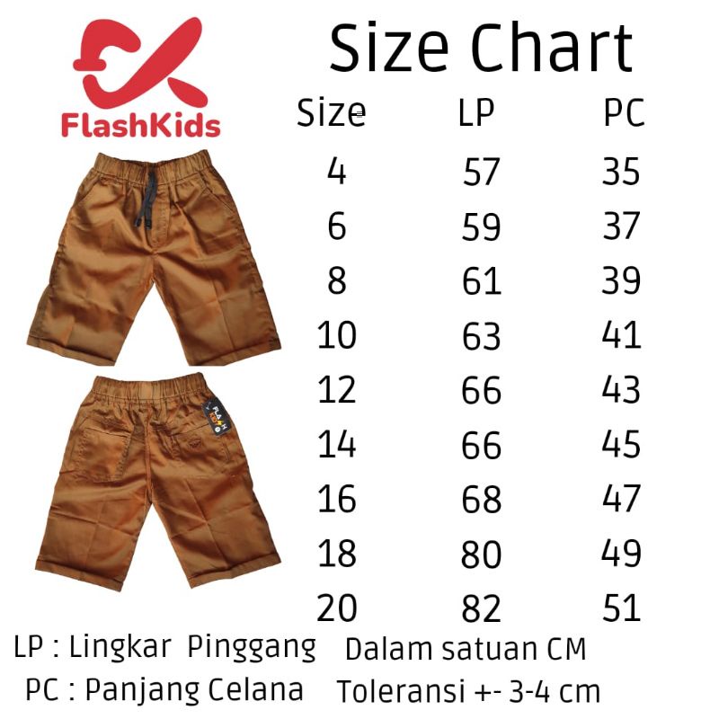 Grosir Flashkids chino pendek 468/101214/161820