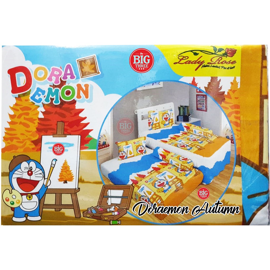 Sprei LADY ROSE DUO 2in1 motif DORAEMON SORONG 120x200 - 120 Single SP - Robot Kucing biru