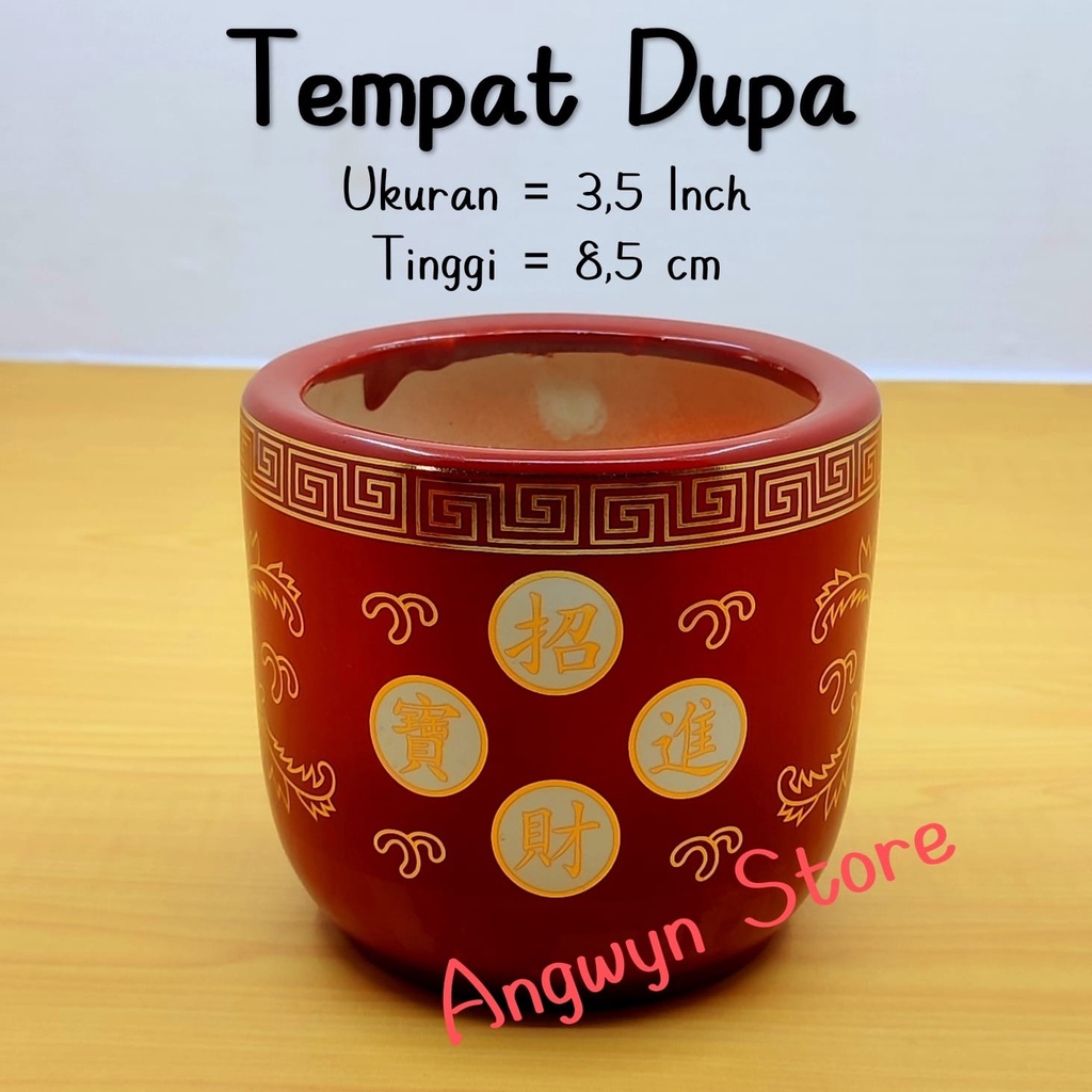 Tempat Dupa / Hiolo Bulat Keramik Maron Ukuran 3.5 inch