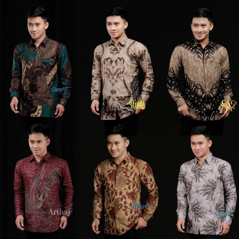 Batik Pria Lengan Panjang BATIK NAKULA HRB026 motif KERATONAN Kode 002 size M L XL XXL Reguler